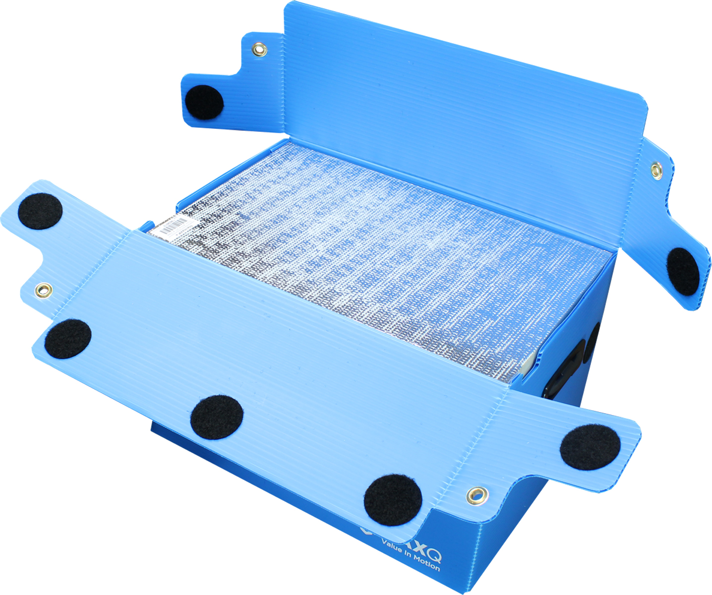 MaxPlus Donor Tube Shipper Open Left Interior View Packed Out with Provided Coolant Bottles and Lid Panel